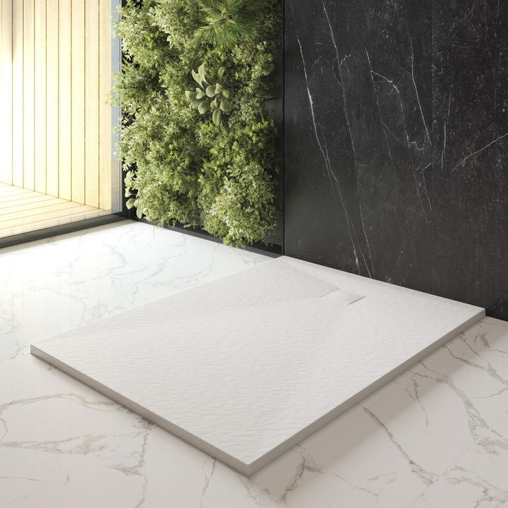 Cadita De Dus, Granitan, Teja, 120x90x2.6 cm, Calitate Ridicata A Constructiei, Utilizare De Lunga Durata, Materiale Premium, Design Modern, SMC, Alb