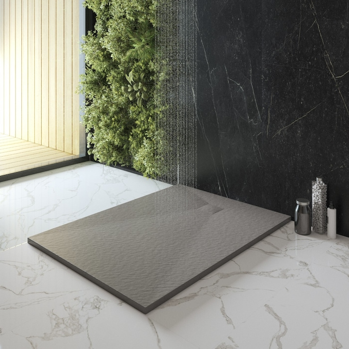 Cadita De Dus, Granitan, Teja, 120x90x2.6 cm, Calitate Ridicata A Constructiei, Utilizare De Lunga Durata, Materiale Premium, Design Modern, SMC, Gri
