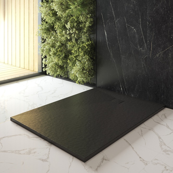 Cadita De Dus, Granitan, Teja, 120x90x2.6 cm, Calitate Ridicata A Constructiei, Utilizare De Lunga Durata, Materiale Premium, Design Modern, SMC, Negru