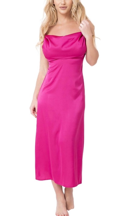 Camasa de noapte din satin Kalimo, SANDA, Fucsia