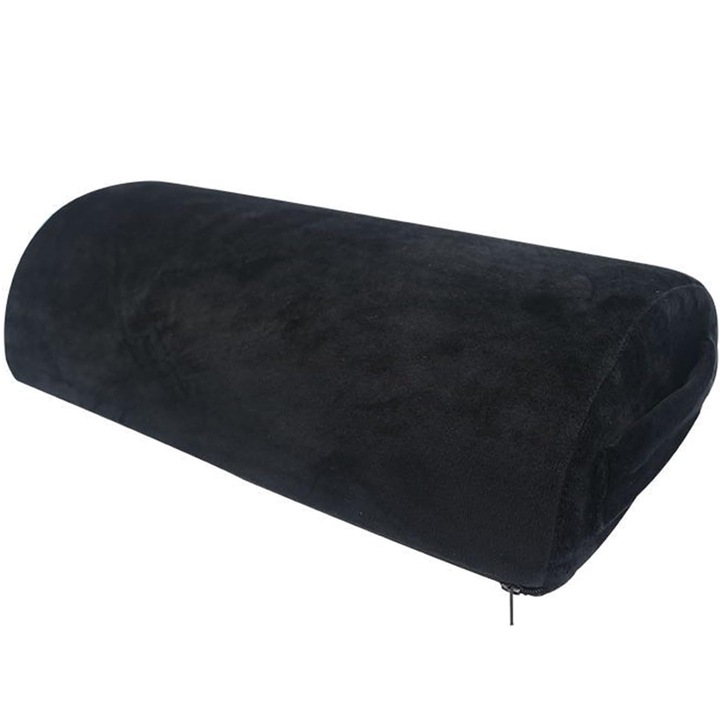 Suport ergonomic pentru sustinere picioare, Zggzerg, Semicerc, Flanel, Ergonomic, Spuma cu memorie, Respirabila si antialunecare, Poate dezasambla, Pentru corecteaza postura la birou si amelioreaza durerea, Poliester/Poliuretan, 40 x 20 x 10cm, Negru mat