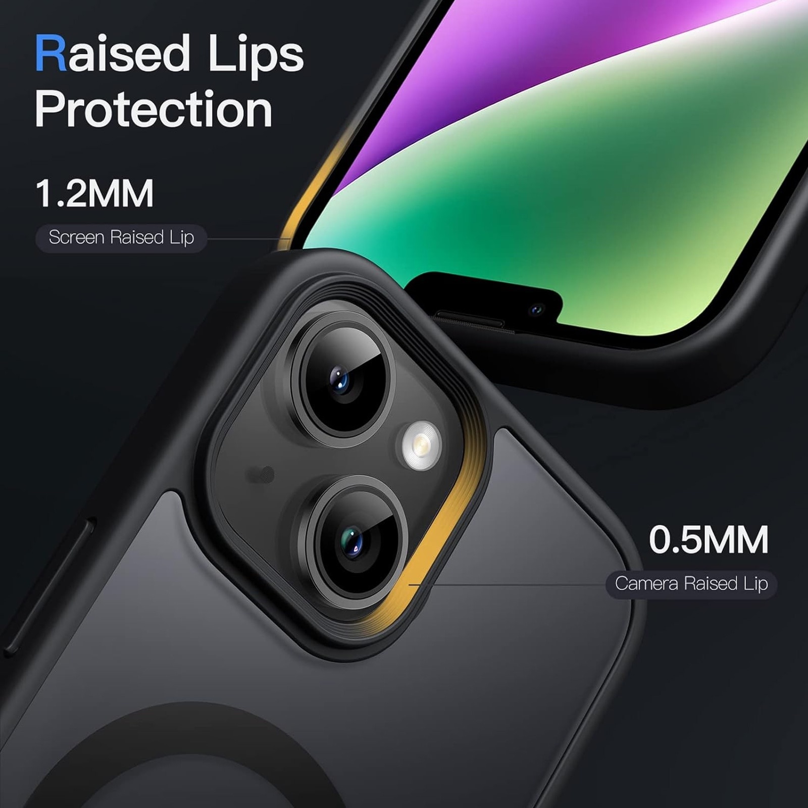 Husa De Protectie Pentru Iphone 14, Zggzerg, Magnetica, Cu carpa de curatare, Design slim, Cu decupaje camere, Margini ridicate, Anti-fall, Schockproof, Waterproof, Pentru incarcare wireless, TPU+PC, Negru
