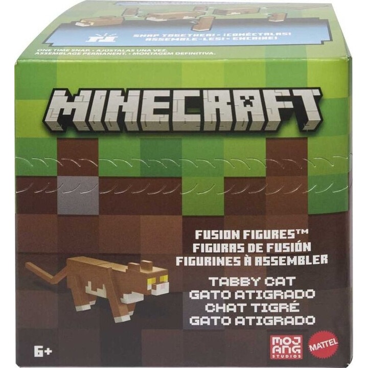 Mattel Minecraft Tabby Cat фигурка, 6 години, автентични детайли, лесна конструкция, многоцветна