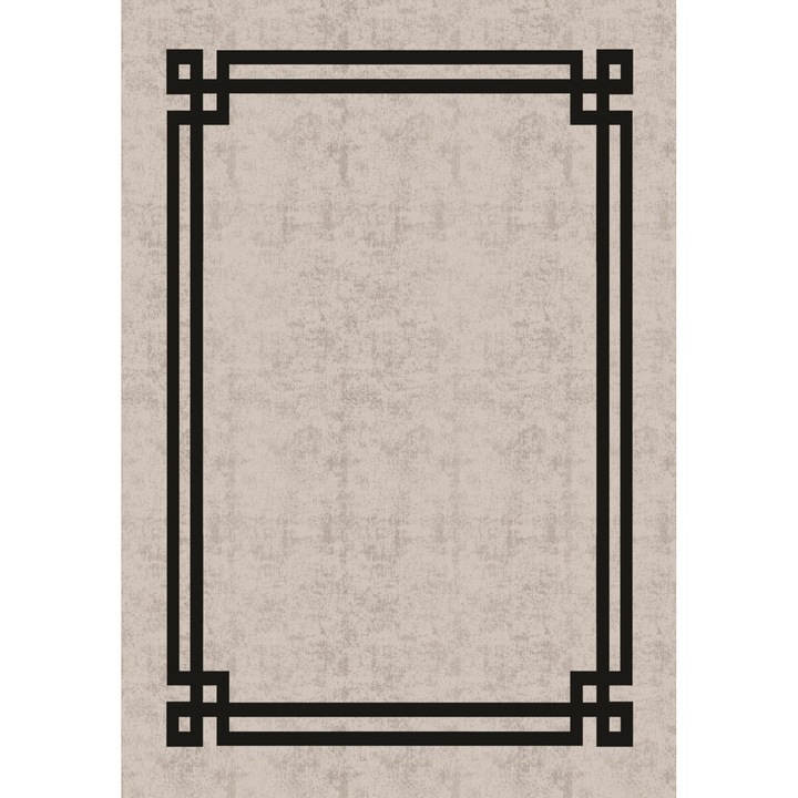 Covor N.4902, 160x230cm, bumbac|poliester, gri/negru