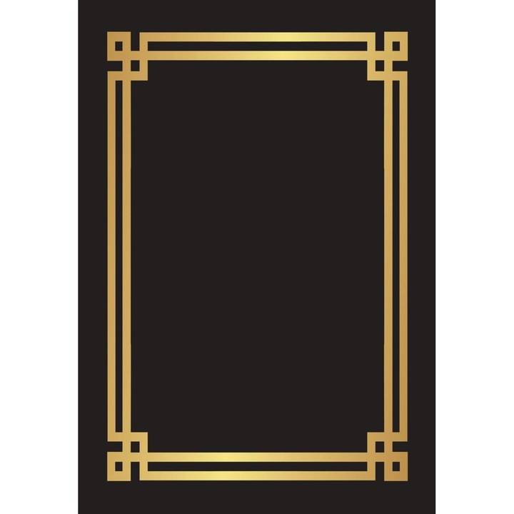 Covor N.4906, 160x230cm, bumbac|poliester, negru/auriu