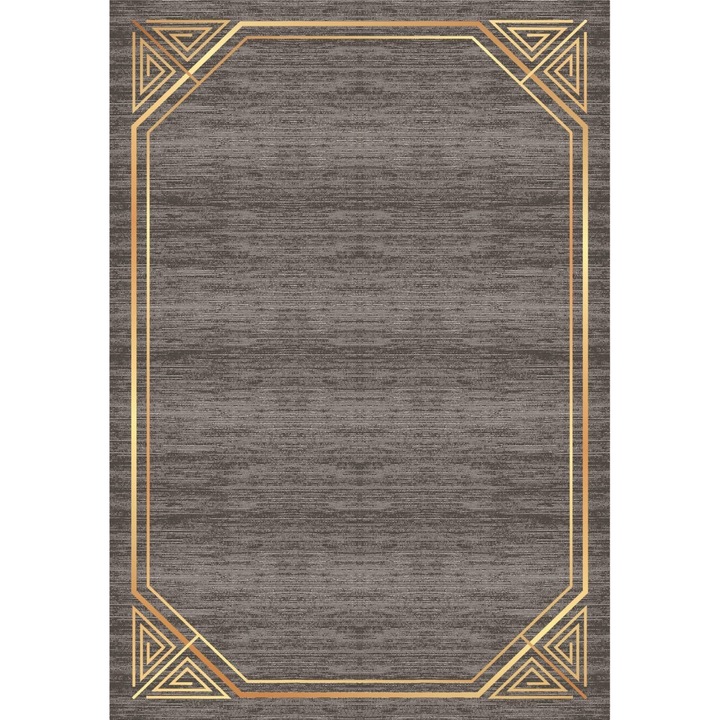 Covor N.4140, 120x180cm, bumbac|poliester, gri/auriu