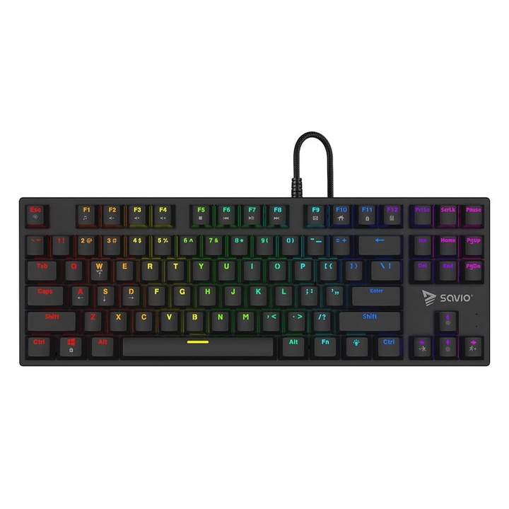 Механична гейминг клавиатура Savio TEMPEST X2, RGB осветление, QWERTY US International, черна