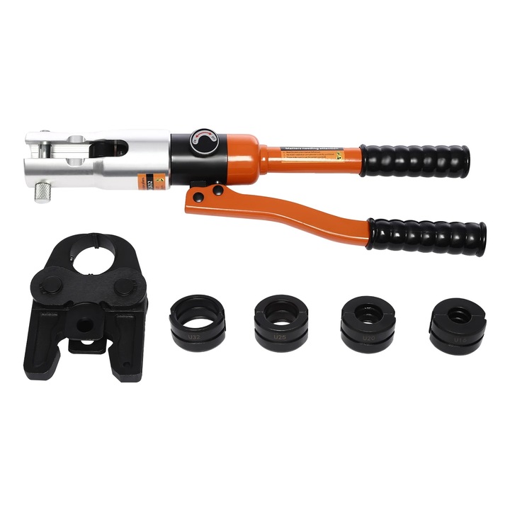 Professzionális hidraulikus krimpelőfogó, 10 tonna erejű, ergonomikus kialakítás, U alakú készlet, 45x22x11cm