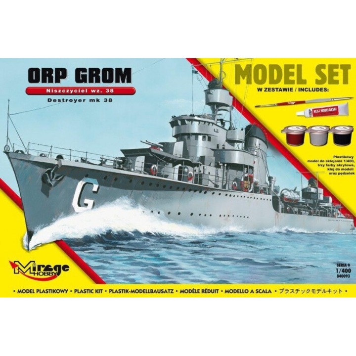 Model de plastic ORP "GROM", Mirage Hobby, 1/400, set cu 3 vopsele acrilice, 357x244mm