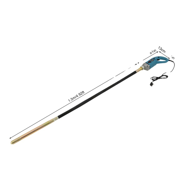 Betonvibrátor, 1300 W, 4300 fordulat/perc, kék, 1,5 m