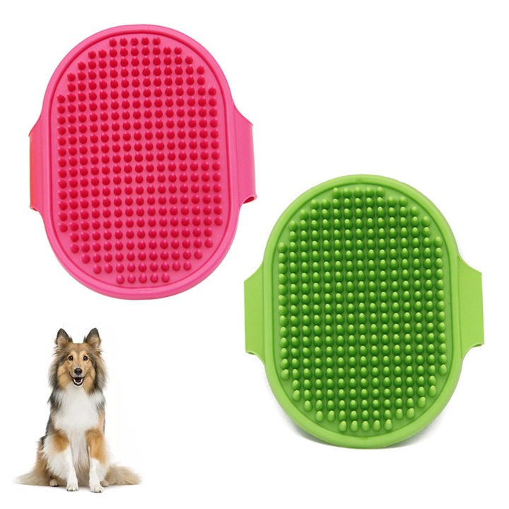 Ápoló kefe kutyáknak és macskáknak, QttvbTna, gumi, 2 darabos készlet, könnyen tisztítható