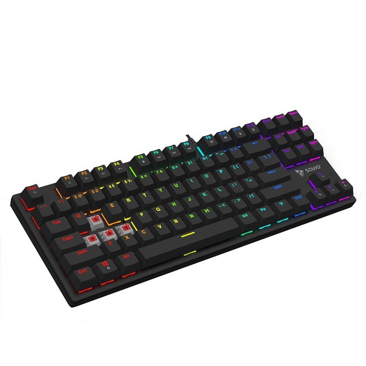 Механична клавиатура Savio TEMPEST X2, RGB осветление, USB, черна