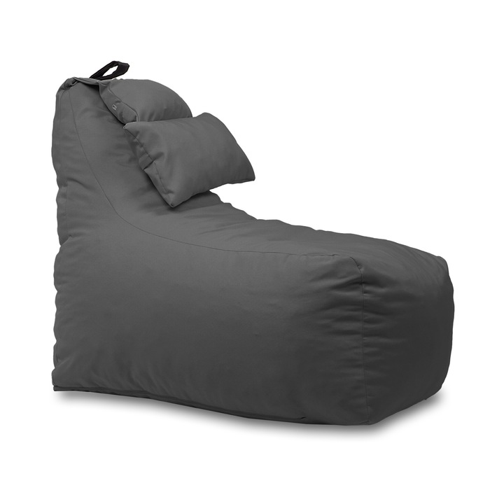 Puff fotel, Pufrelax Miraggio, párna mellékelve, vízálló anyag, Szürke