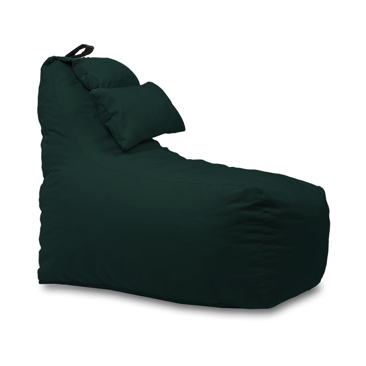 Puff fotel, Pufrelax Miraggio, párna mellékelve, vízálló anyagú, sötétzöld