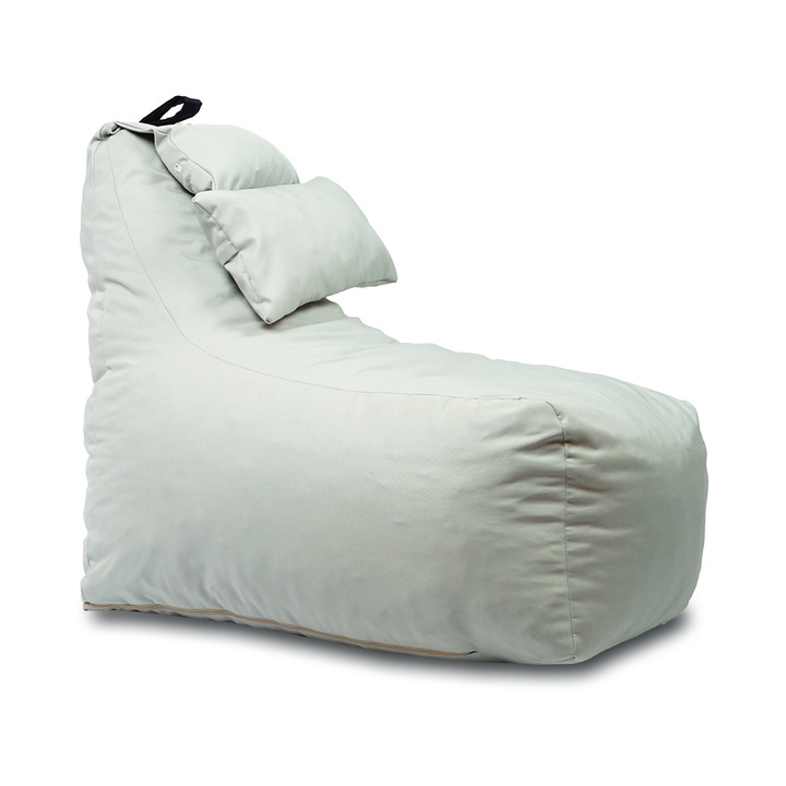 Puff fotel, Pufrelax Miraggio, párna mellékelve, vízálló anyag, Világosszürke