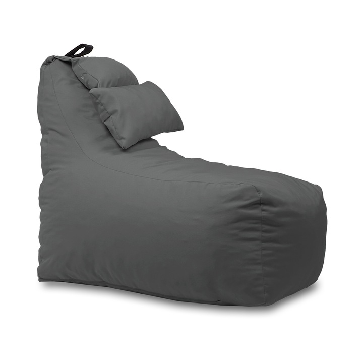 Puff fotel, Pufrelax Miraggio, párna mellékelve, vízálló anyag, Panama, Sötétszürke