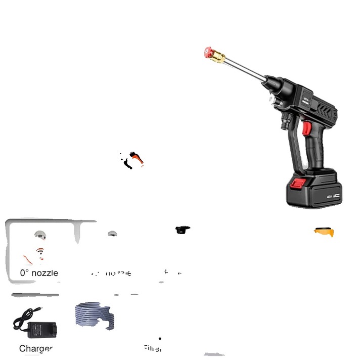 Set Pistol de spalat auto fara fir 48V, duze versatile, accesorii incluse, portabil