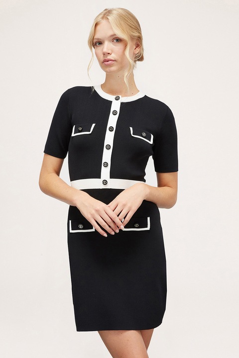 Motivi, Къса рокля с декоративни джобове, Черен/Бял