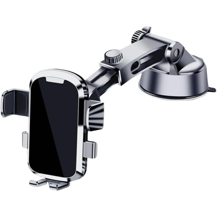 Autós telefontartó, 360 fokban elforgatható, többszörös beépítésű, fekete, univerzális