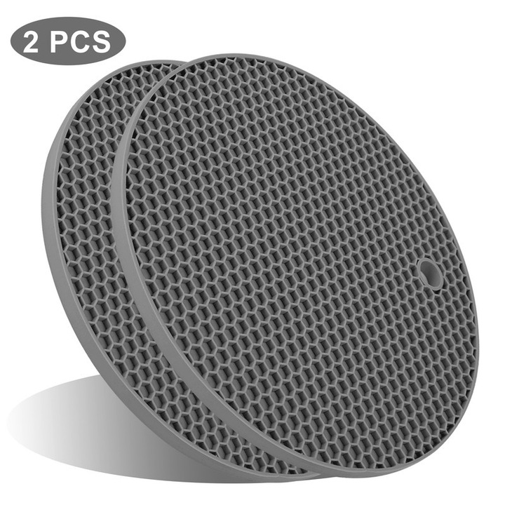 2 db többfunkciós edénytartó készlet, szilikon, vastagsága 8 mm, szürke, csúszásmentes