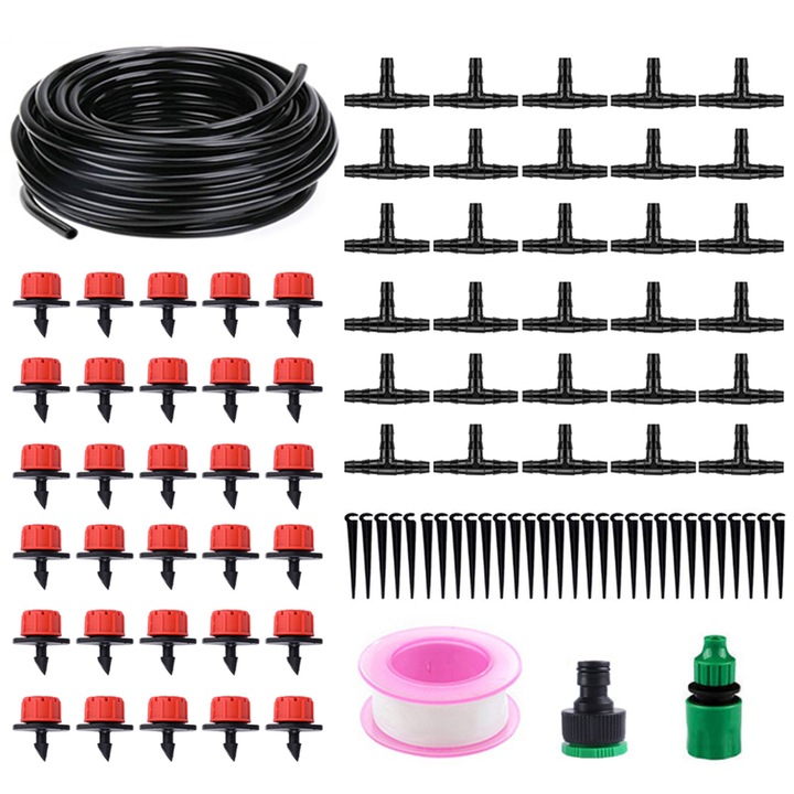 Momcbebe Автоматичен комплект за градинско напояване, регулируем, PVC, 25м