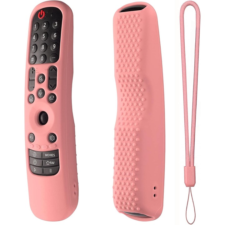 Калъф за дистанционно управление, Съвместим с дистанционно за LG TV Remote MR22GA/MR22GN/MR23GA, Силикон, за LG Magic TV LG C2 C3 G3 OLED Remote Cotroller Silicon Manson, Розов