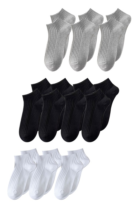 Set de 10 perechi, sosete scurte din bumbac, pentru barbati si femei, bumbac pieptanat, 39-44, negru, alb si gri