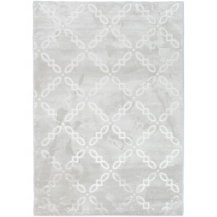 Covor Pentru Camera De Zi, e-floor, Glamour, 160 x 220 cm, Gri, Geometric, Certificat Oeko-Tex, Compatibil Cu Incalzirea Prin Pardoseala, Fir Scurt, Usor De Curatat, Dreptunghi, Poliester