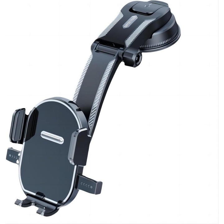 Autós tartó vízesés kialakítással, állítható, szilikon védelem, telefonokhoz 5,8-9cm, fekete, univerzális