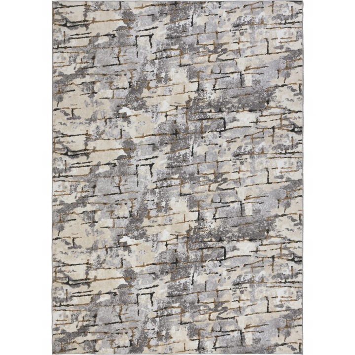 Covor, e-floor, Covor Modern Antiderapant Pentru Living, Gri/Bej, 160x220 cm, Poliester, Fire Scurte, Compatibil Cu Incalzirea Prin Pardoseala, Inaltimea Firului 5 Mm, Greutate 4, 05 Kg, Durabil, Finisaj De Calitate, Design Modern