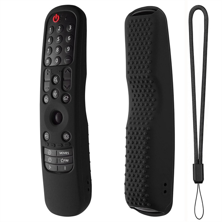 Калъф за дистанционно управление, съвместим с LG TV Remote MR22GA/MR22GN/MR23GA, силиконов калъф за LG Magic TV LG C2 C3 G3 OLED дистанционно управление, силикон, черен