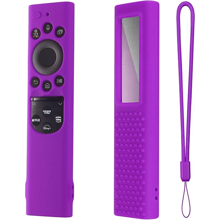 Калъф от силикон съвместим със Samsung Smart TV Remote Control 2022 Силиконов калъф за Samsung TM2280E, BN59-01391, BN59-01386 Дистанционно управление против приплъзване (лилаво)