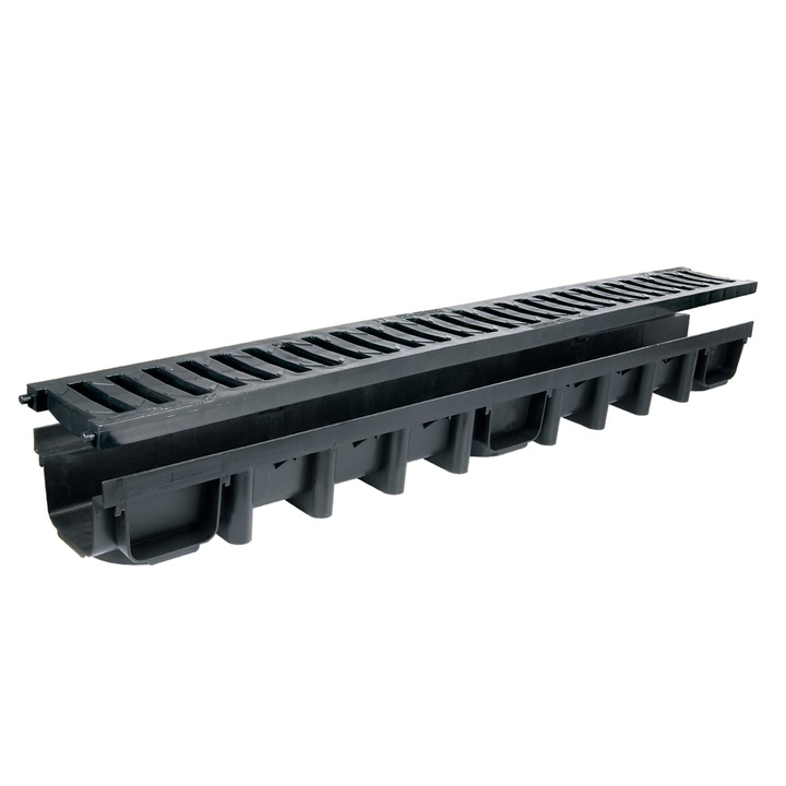 Drenaj liniar 1000x98x131mm pana la 12,5 tone MAX-DRAIN Gratar PVC din grafit