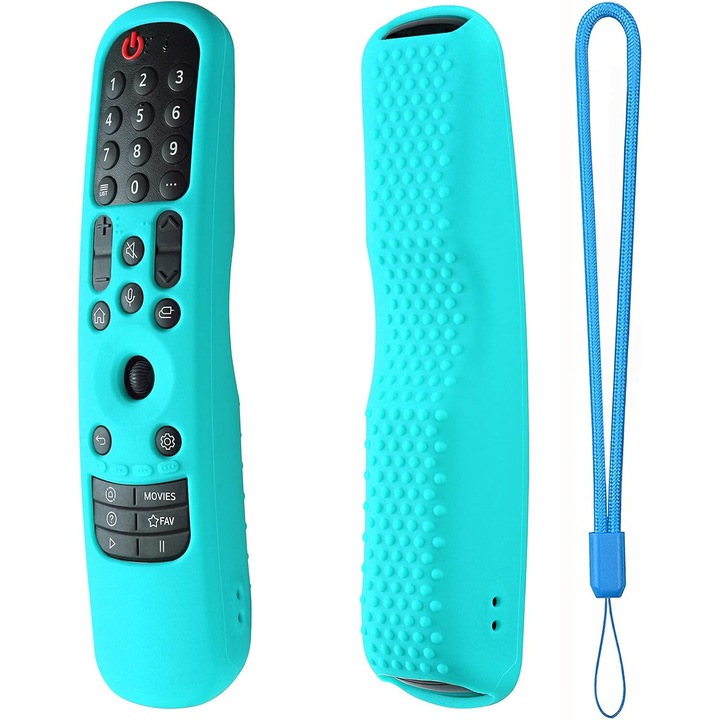 Калъф за дистанционно управление, съвместим с LG TV Remote MR22GA/MR22GN/MR23GA, силиконов калъф за LG Magic TV LG C2 C3 G3 OLED Remote Cotroller Силиконов калъф с верижка (ментово зелен)
