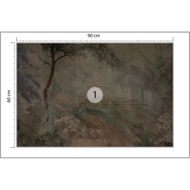 Fotótapéta Muralo 3D hatású nappali dekoráció 90 cm x 60 cm Exkluzív pávamadár Trópusi faldekoráció