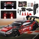 Masina cu telecomanda RC, Excitat, drift car, 1:16, lumini LED, 4x4, 30 km/h, cauciucuri interschimbabile, 2 baterii tip acumulator incluse, rasturnari de 180 grade, jucarie pentru copii, rosu/negru