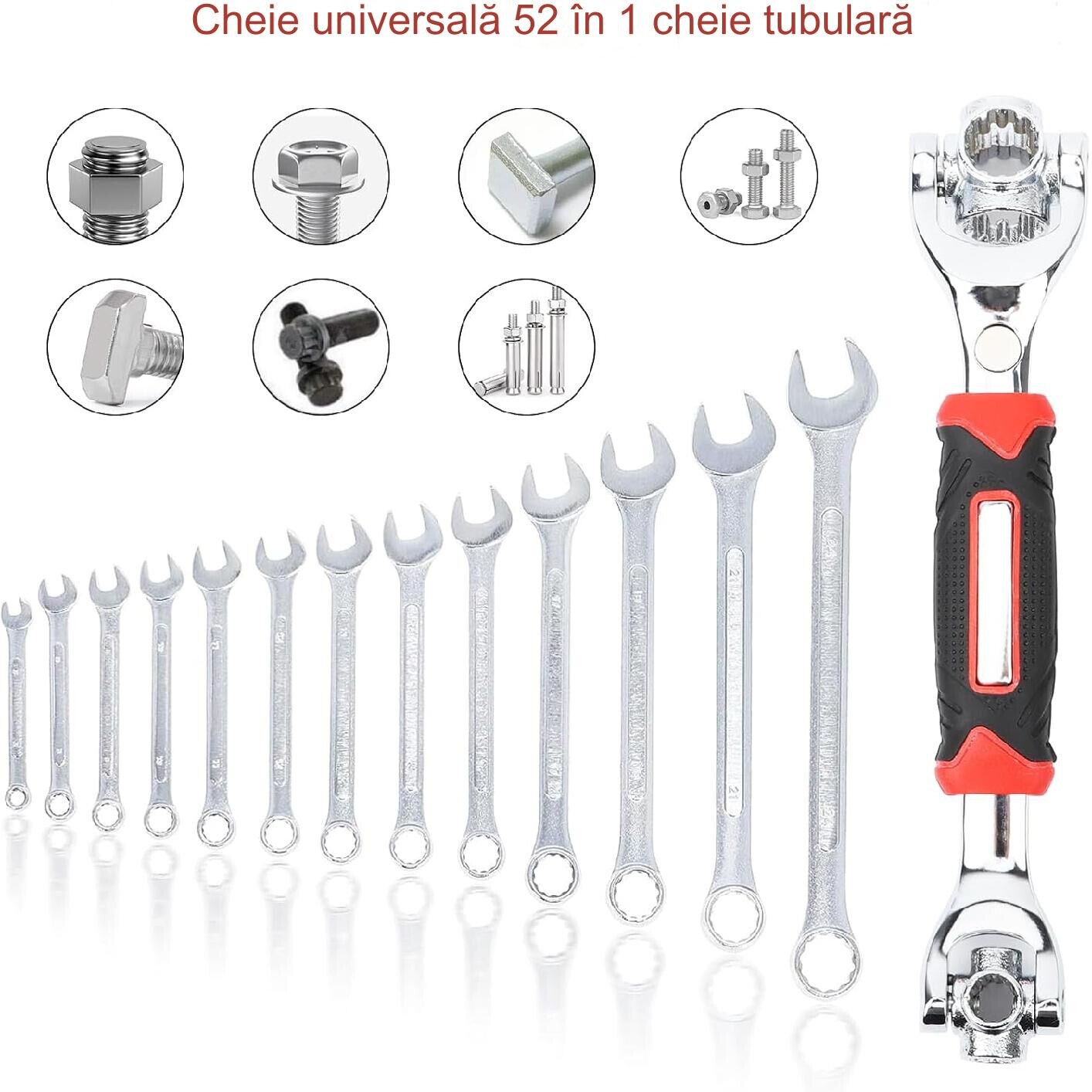 Cheie multifunctionala, JENUOS®, 52 in 1, ntiderapant, cap rotativ