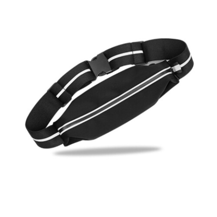 Fényvisszaverő sporttáska, vízálló, állítható, fekete, 60-130cm