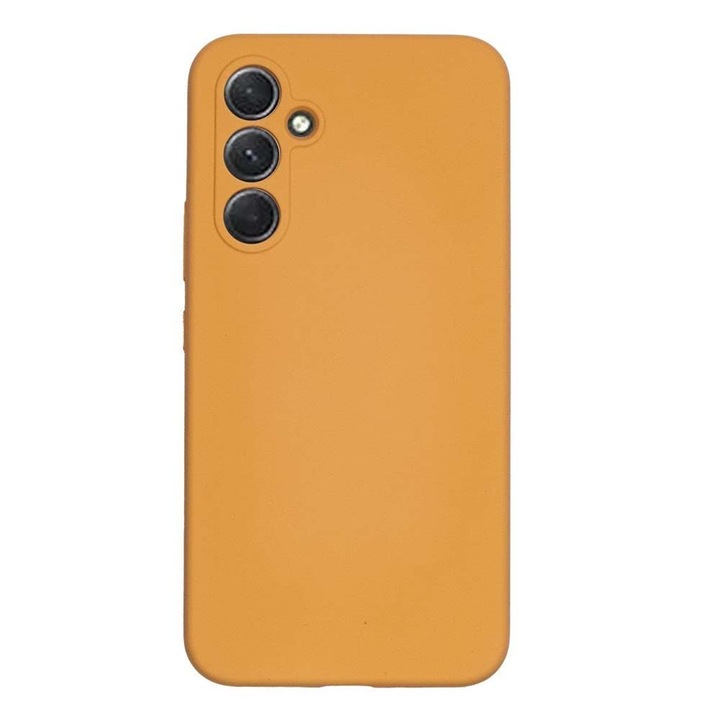 BestCase® Husa Premium Silicon, Compatibila Cu Samsung Galaxy S24, 1.2MM Slim, Microfibra in interior, Antisoc, Rezistent la socuri, Protectie Camera, Caramel Bronz