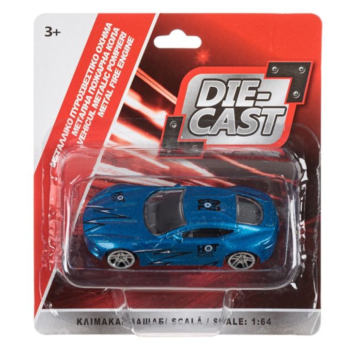 Kék miniatűr autó 6x13,5x1 cm DIECAST