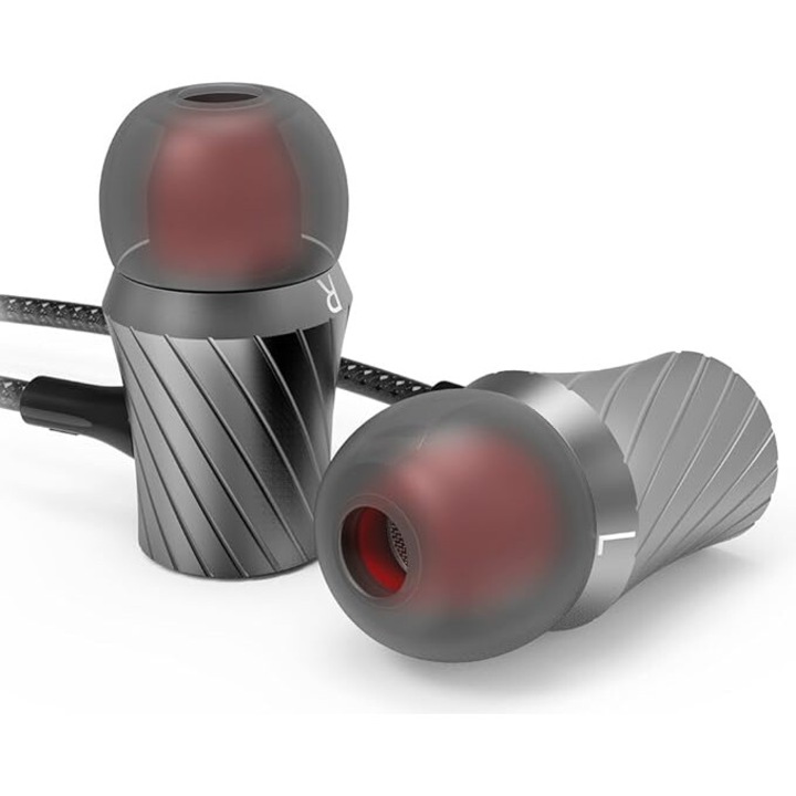 Casti cu fir, izolare zgomot 90%, cu microfon, Jack 3.5mm, negru