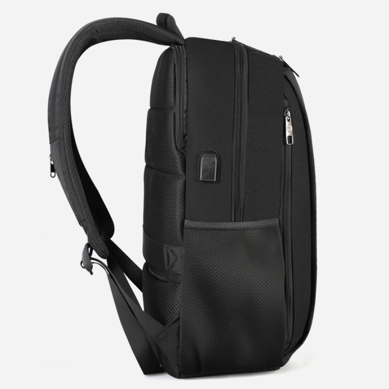 Rucsac laptop 17" smart casual, impermeabil, cu port USB si buzunar antifurt, Tigernu, 48x32x18 cm, Negru