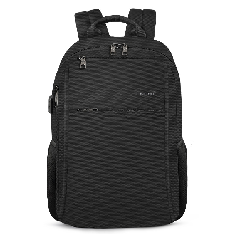 Rucsac laptop 17" smart casual, impermeabil, cu port USB si buzunar antifurt, Tigernu, 48x32x18 cm, Negru