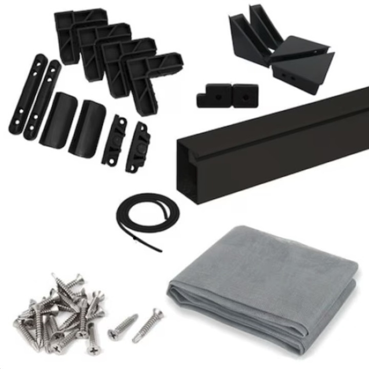 Kit plasa tantari complet pentru usa, SOLIDON, pe balamale, 200 x 100 cm, gri antracit RAL7016