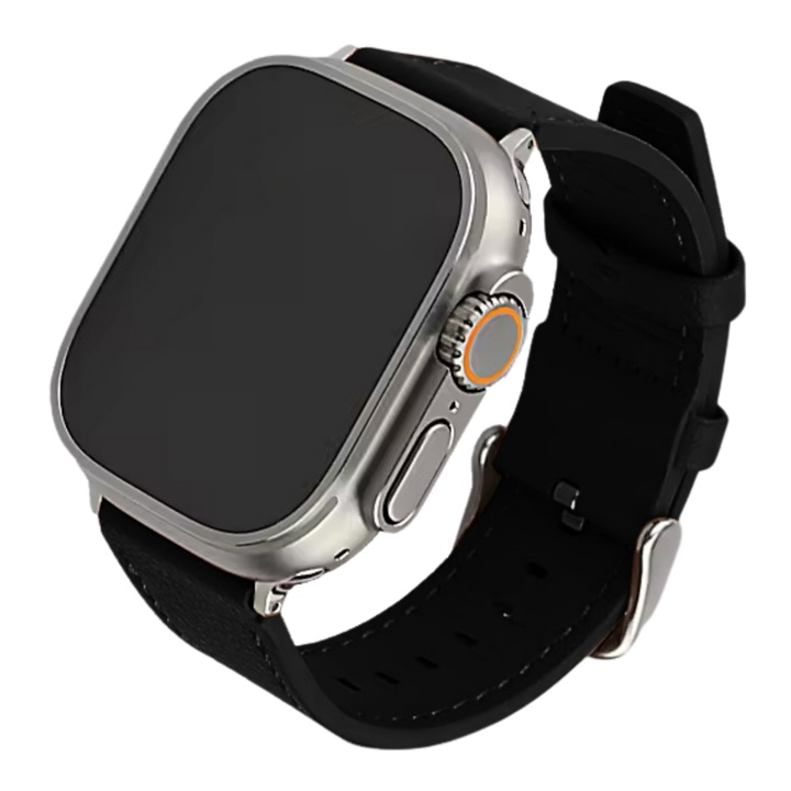 Естествена Кожа Каишка GAVIO LeatherWatch, Съвместима Apple Watch 1, 2, 3, 4, 5, 6, 7, 8, 9, Ultra, SE, 38/40/41 мм, Елегантна, Издръжлива, Черна