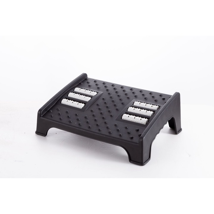 Ergonomikus lábtámasz masszázzsal, csúszásmentes, 44x31x19cm, fekete