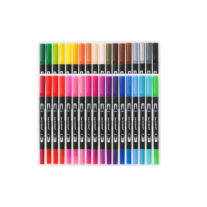 Set de 36 de carioci acuarela brush pen, Rqiurpn, Dual Tips, cerneala pe baza de apa, Multicolor