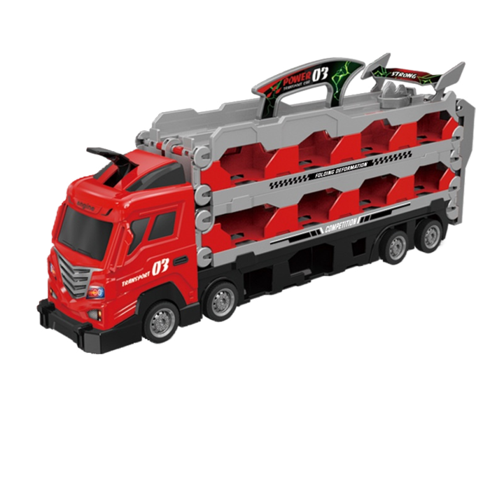 Камион с изстрелваща писта, сгъваем, многофункционален, алуминиева, червен, 52x11,5x18 см