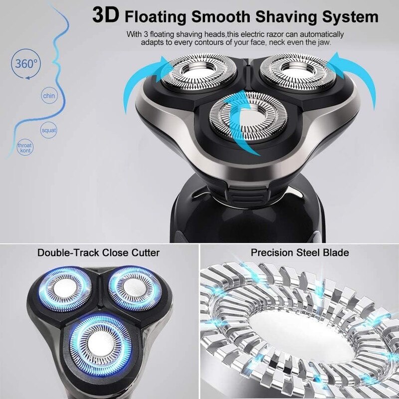 Aparat de ras electric, 3-in-1, Ud si uscat, Capete 3D, Afisaj LED ...