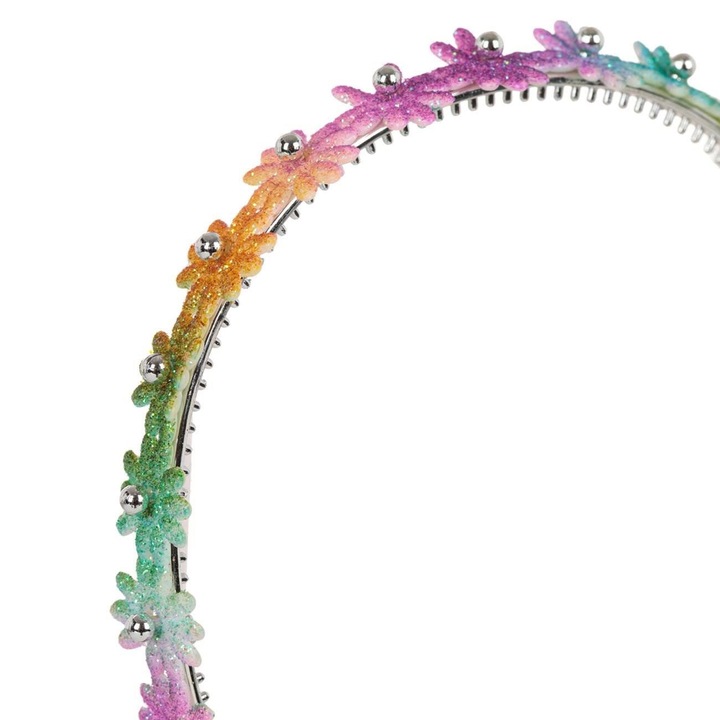 Bentita de par pentru copii rainbow glitter flori